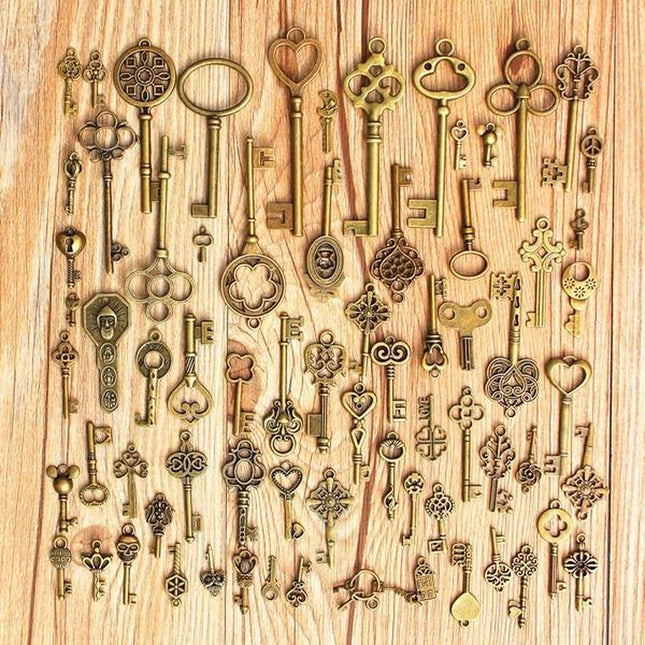 70 Vintage Sleutels Brons - Set met 70 ouderwetse sleutels