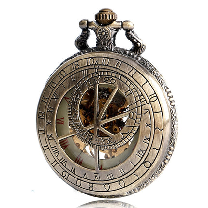 GWS Zakhorloge Deluxe Mechanisch Skeleton Brons – Met ketting - Mechanisch Astronomisch uurwerk Praag - zakhorloge met handmatige opwinding image 3