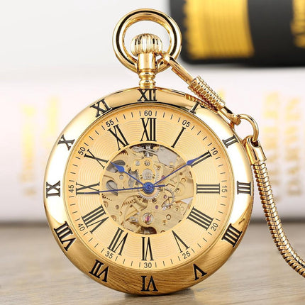 Vintage Zakhorloge Deluxe Mechanisch Goud – Met ketting - Mechanisch zakhorloge met handmatige opwinding image 4