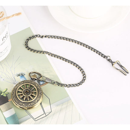 Vintage Zakhorloge Skeleton - Met ketting - Mechanisch zakhorloge met handmatige opwinding - Lichtgevend – Brons image 8
