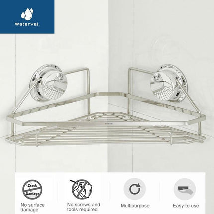 Waterval Zelfklevend Hoek Doucherek RVS - Ophangen zonder Boren of Schroeven - Zilver RVS image 2