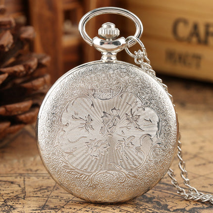 Zakhorloge Quartz Zilver – Pocket watch Met ketting - Quartz zakhorloge met cijfers image 3