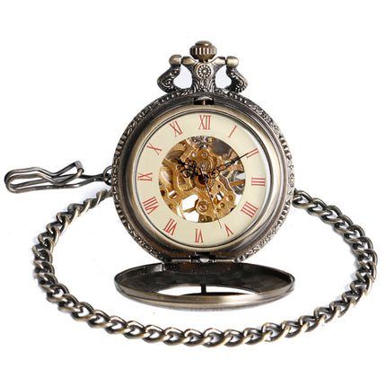 GWS Zakhorloge Deluxe Mechanisch Skeleton Brons – Met ketting - Mechanisch Astronomisch uurwerk Praag - zakhorloge met handmatige opwinding image 5