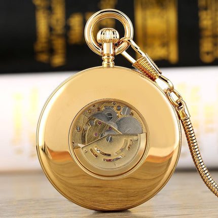 Vintage Zakhorloge Deluxe Mechanisch Goud – Met ketting - Mechanisch zakhorloge met handmatige opwinding image 5