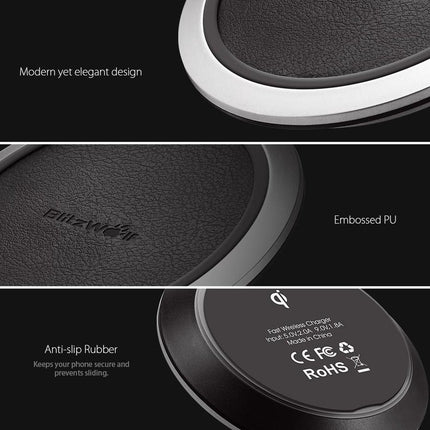 Blitzwolf Draadloze Snellader Qi - Zwart - Wireless Charger image 3