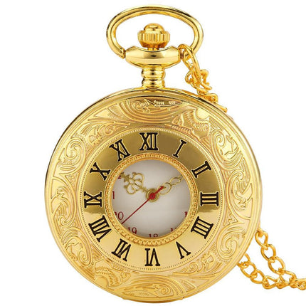 Zakhorloge Deluxe Quartz Goud – Pocket watch Met ketting - Quartz zakhorloge met Romeinse cijfers