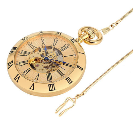 Vintage Zakhorloge Deluxe Mechanisch Goud – Met ketting - Mechanisch zakhorloge met handmatige opwinding image 2