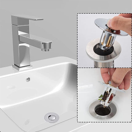 Waterval Gootsteenstop pop-up Universeel – Plugstop opzetwastafels badkuipstopper - afvoerplug voor wastafel en bidet - RVS 62mm image 3