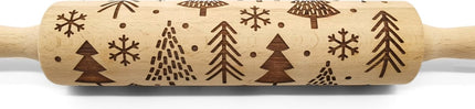 Deegroller Kerst print Kerstboom - Koekjes roller kerst decoratie Kerstboom - Beukenhout 39cm image 2
