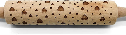 Deegroller print Hartjes - Koekjes roller decoratie Hart - Beukenhout 39cm image 2