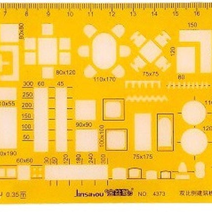 Interieurontwerp Liniaal Woninginrichting Architectuur 1:100 Tekenhulpmiddel - Renovatie soft plastic – Plastic template architect 1:200 image 3
