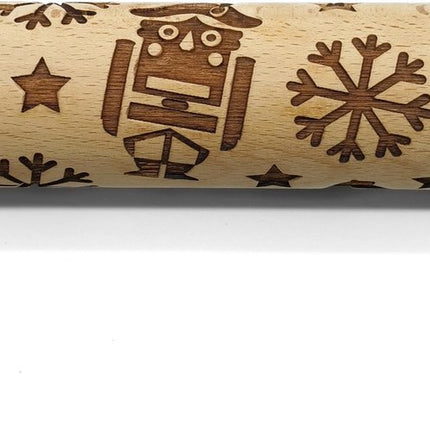 Deegroller Kerst print Kerstmix XL - Koekjes roller kerst decoratie Kerstmix XL - Beukenhout 39cm image 2