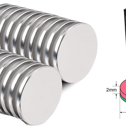 Brute Force Sterke Schijfmagneten - Ronde Magneten Whiteboard – N35 20mm x 2mm - 20 Stuks image 2
