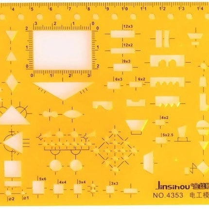 Sjabloon Electrotechniek - Tekenhulpmiddel voor Architecten soft plastic – Template elektricien combisjabloon