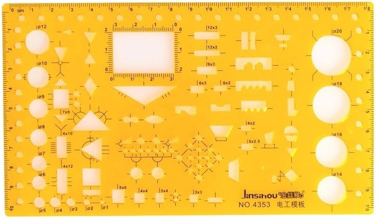 Sjabloon Electrotechniek - Tekenhulpmiddel voor Architecten soft plastic – Template elektricien combisjabloon