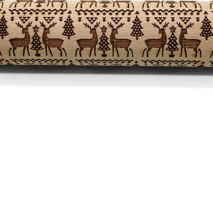 Christmas Elk Print Deegroller Gegraveerde Deegroller Houten Embossing Reliëf Bakken Tools image 6