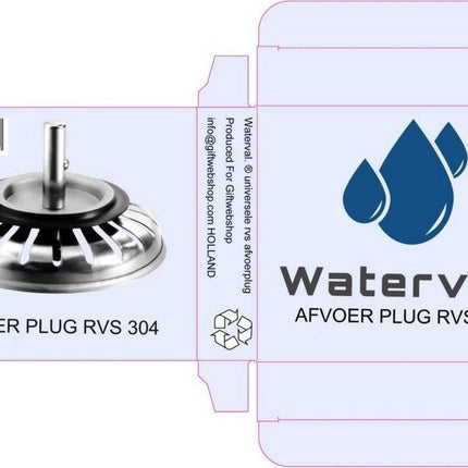 Voordeel Set Waterval RVS Gootsteen Afvoer Plug Keuken - Spoelbak zeef - Afvoerstopper - Korfplug - Gootsteen zeef 84mm - 2 stuks image 7