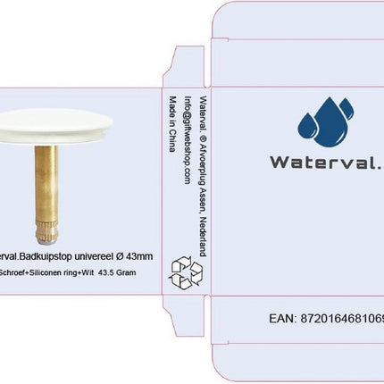 RVS Badkuip Afvoerplug badkamer - Badkuipstop met afdichting – verstelbare Gootsteenstop universele Afvoerplug - 43 mm Wit image 4