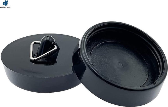 Waterval gootsteenstopper PVC Zwart - Afvoerstop Wasbakstop - 45.5mm tot 42.5mm - 2 stuks