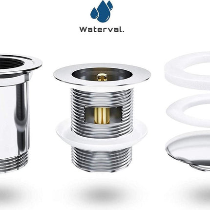 Waterval Premium Click Waste Afvoerplug Verchroomd – Pop-up Wastafel afvoerplug 65mm diameter – Zilver image 5