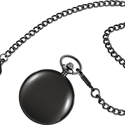 Zakhorloge Quartz Zwart – Pocket watch Met ketting - Quartz zakhorloge met cijfers image 2