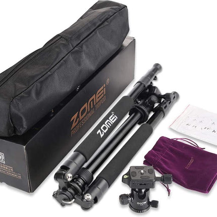 Q555 Professioneel Lichtgewicht DSLR Camerastatief - Universeel Fotostatief voor Fotografie – Aluminium Tripod Zwart 160CM image 6
