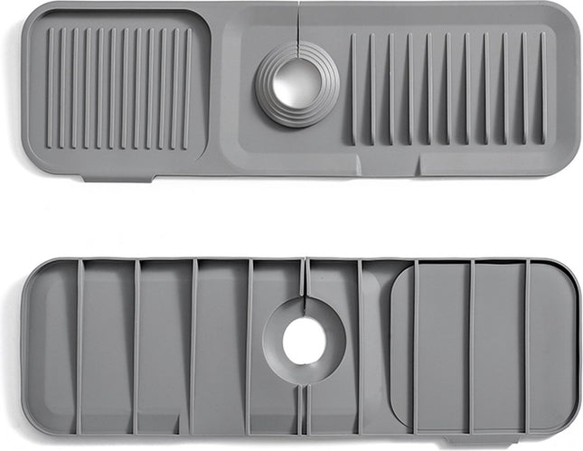 Waterval Siliconen Mat voor Keukenkraan – Anti lek tray Keuken Badkamer - Wastafel Splash Bescherming - Donkergrijs 45cm