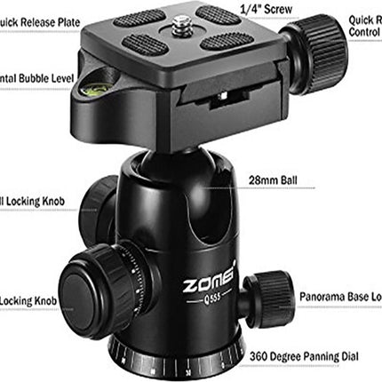 Q555 Professioneel Lichtgewicht DSLR Camerastatief - Universeel Fotostatief voor Fotografie – Aluminium Tripod Zwart 160CM image 8