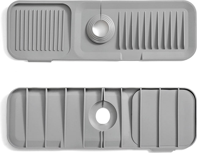 Waterval Siliconen Mat voor Keukenkraan – Anti lek tray Keuken Badkamer - Wastafel Splash Bescherming - Lichtgrijs 45cm