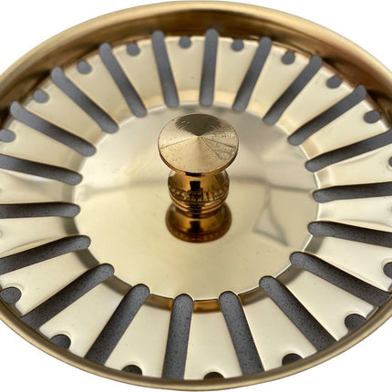 RVS Gootsteen Afvoer Plug Keuken - Geen Verstopping – Spoelbak zeef - Afvoerstopper - Korfplug – Gootsteen zeef - 84mm Goud image 2