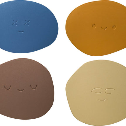 Waterval Smiley Stone onderzetters – PU Leren onderzetters – Set van 4 stuks – Extra breed