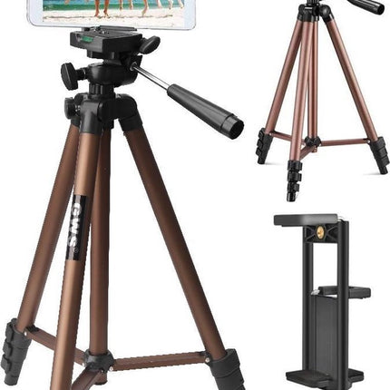 Camerastatief Tablet Smartphone Tripod - Statief Deluxe Brons 125CM - Statief voor Smartphone Tablet DSLR Camera