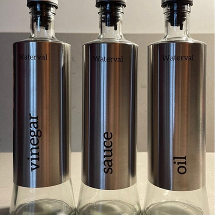 Waterval RVS Olijfoliefles Set Deluxe 500ML - Olieflessen met Schenktuit – 3 Olijfolie flessen - Olie fles glas - Cadeautip image 3