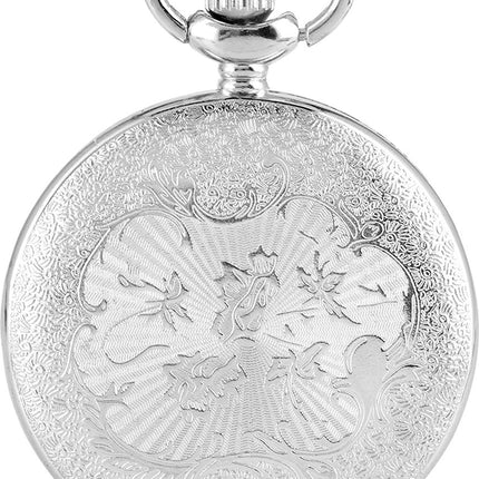 Zakhorloge Quartz Zilver – Pocket watch Met ketting - Quartz zakhorloge met cijfers image 9